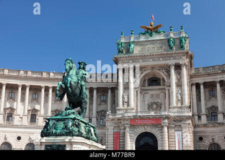 Prinz Eugen von Savoyen Statue in der Hofburg, UNESCO-Weltkulturerbe, Wien, Österreich, Europa Stockfoto