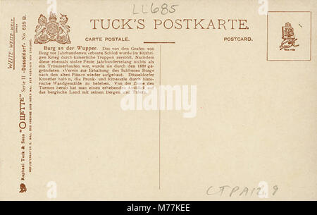 Blick auf die Burg an der Wupper und Schloss-Burg, zwei historische Burgen in Deutschland. Diese Bauten stellen Schlüsselbeispiele mittelalterlicher Architektur in der Region dar. Stockfoto