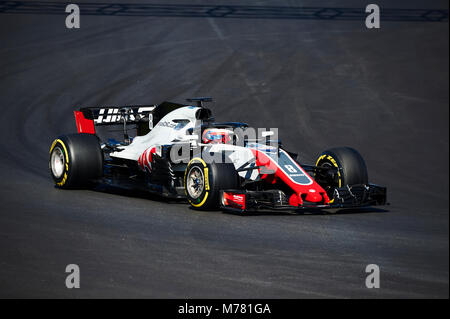 Barcelona, Spanien. 9. März, 2018. Romain Grosjean der Haas F1 Team in Aktion während der Saison Formel-1-Test. Credit: Pablo Guillen Alamy Nachrichten Stockfoto