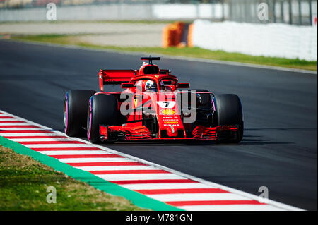 Barcelona, Spanien. 9. März, 2018. Kimi Räikkönen im Ferrari Team in Aktion während der Saison Formel-1-Test. Credit: Pablo Guillen Alamy Nachrichten Stockfoto