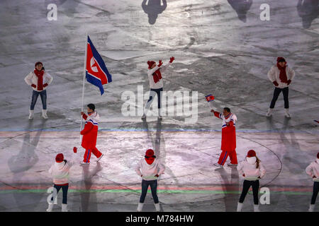 Pyeongchang, Südkorea. 9 Mär, 2018. Eröffnungsfeier der Winter Paralympic Games. Nordkorea delegation Credit: Marco Ciccolella/Alamy Live News Credit: Marco Ciccolella/Alamy leben Nachrichten Stockfoto