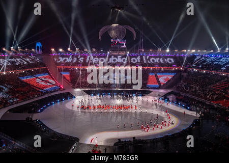 Pyeongchang, Südkorea. 9 Mär, 2018. Eröffnungsfeier der Winter Paralympic Games. Nordkorea delegation Credit: Marco Ciccolella/Alamy leben Nachrichten Stockfoto