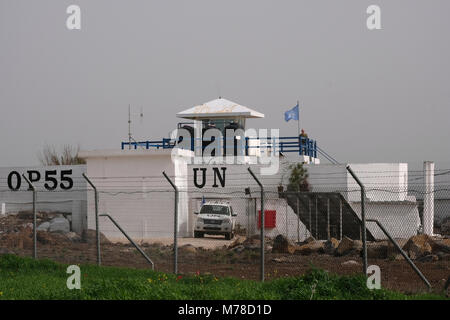 Eine Beobachtung der Vereinten Nationen ausrücken Observer Force (Undof) entlang der Grenze zu Syrien im Süden der Golanhöhen. Israel Stockfoto