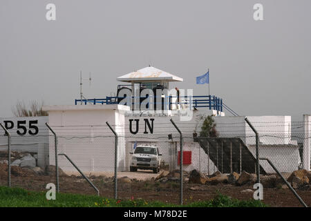 Eine Beobachtung der Vereinten Nationen ausrücken Observer Force (Undof) entlang der Grenze zu Syrien im Süden der Golanhöhen. Israel Stockfoto