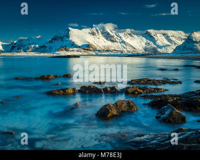 Winter Szene aus Lofoten norwegen Stockfoto