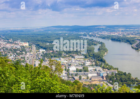 Blick auf die Donau und Wien, Österreich, Europa Stockfoto