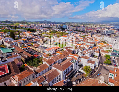 Ponta Delgada, Erhöhte Ansicht, Sao Miguel, Azoren, Portugal, Atlantik, Europa Stockfoto