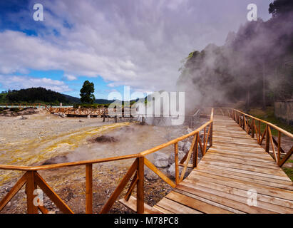 Fumarolas da Lagoa das Furnas, Hot Springs, Sao Miguel, Azoren, Portugal, Atlantik, Europa Stockfoto