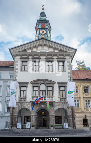 Rathaus, Mestni trg, Altstadt, Ljubljana, Slowenien Stockfoto