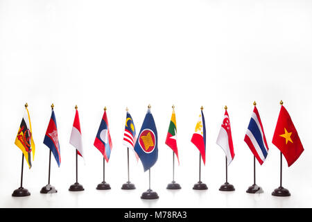 AEC, zehn Länder Flaggen in der ASEAN-Region. Stockfoto