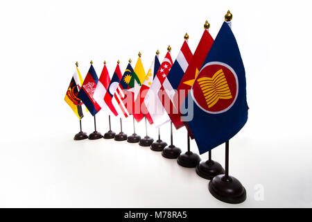 AEC, zehn Länder Flaggen in der ASEAN-Region. Stockfoto