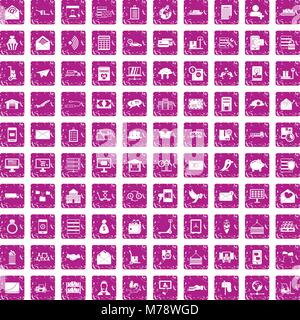 100 Post Icons Set grunge Rosa Stock Vektor