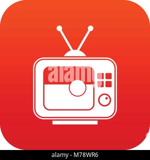 Fußball-Match auf digitalen TV-Symbol rot Stock Vektor