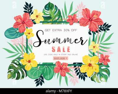Summer Sale tropischen Banner Hintergrund. Stock Vektor