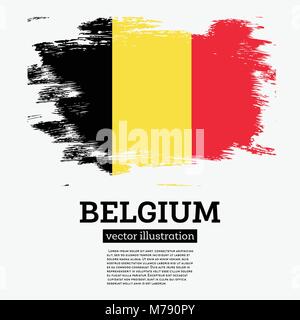 Belgien Fahne mit Pinselstriche. Vector Illustration. Stock Vektor