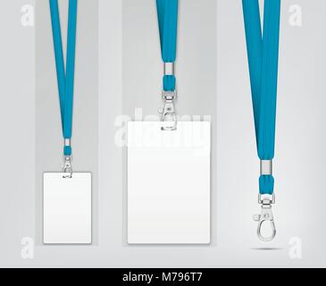 Lanyard Design mit Kordel. Netzkabel Textur Wirkung. Einfache Verbindungsmittel für Veranstaltungen. Etikettenvorlage für Ihr Design. Vector Illustration Stock Vektor