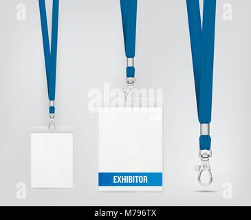 Lanyard Design mit Kordel. Netzkabel Textur Wirkung. Einfache Verbindungsmittel für Veranstaltungen. Etikettenvorlage für Ihr Design. Vector Illustration Stock Vektor