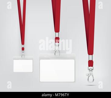 Lanyard Design mit Kordel. Netzkabel Textur Wirkung. Einfache Verbindungsmittel für Veranstaltungen. Etikettenvorlage für Ihr Design. Vector Illustration Stock Vektor