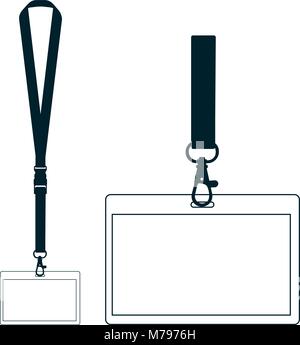 Silhouette von Schlüsselband mit Nackenbügel. Abzeichen mit Kontur. Flache symbol Farbe. Vector Illustration Stock Vektor