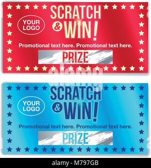 Scratch Card Game und gewinnen. Mit Wirkung vom Kratzer. Vektor Stock Vektor