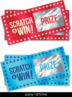 Scratch Card Game und gewinnen. Mit Wirkung vom Kratzer. Vektor Stock Vektor