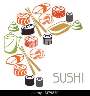 Hintergrund mit Sushi. Stock Vektor