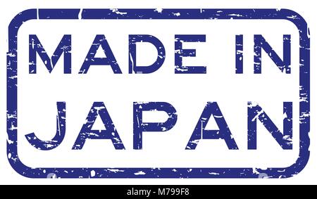 Grunge blau in Japan Platz Gummidichtung Stempel auf weißem Hintergrund Stock Vektor