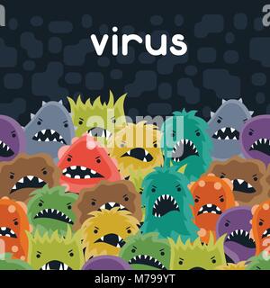 Hintergrund mit wenig wütend Viren und Monster. Stock Vektor