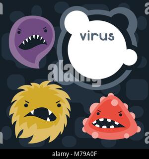 Hintergrund mit wenig wütend Viren und Monster. Stock Vektor