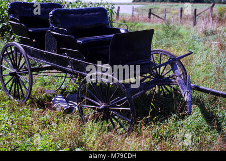 Alte ordnung Mennonite Schwarze Kutsche. Elmira Ontario Kanada Stockfoto