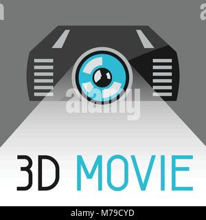 Hintergrund mit 3D-Film Projektor Stock Vektor