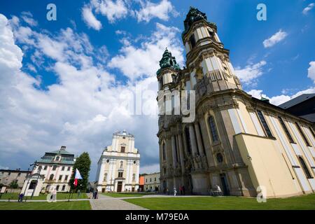 Barocke Basilika der Himmelfahrt der Jungfrau Maria in Krzeszow, Polen. Die Kirche ist ein Teil der ehemaligen Zisterzienserkloster Stockfoto