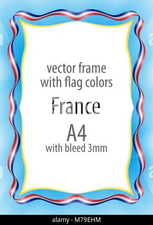 Rahmen und Grenze der Band mit den Farben der Flagge Frankreich Stock Vektor