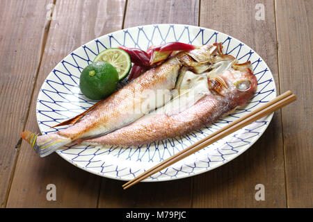 Gegrillte japanische Tilefish, amadai keine wakasa Yaki Stockfoto