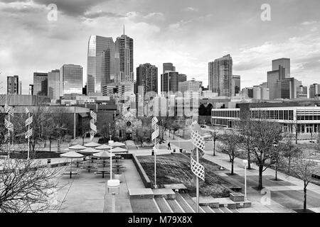 Denver Colorado Skyline. Denver ist die größte Stadt und Hauptstadt des Staates Colorado Stockfoto