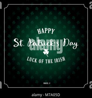Saint Patrick's Day Retro Hintergrund mit Schriftzug und Shamrock. Vintage Vektor Typografie Design. Stock Vektor