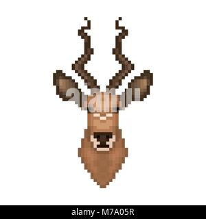 Antilope Kopf in Pixel art Stil. Vector Illustration. Stock Vektor