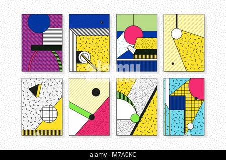 Farbenfrohe trend geometrischen Muster festlegen Stock Vektor