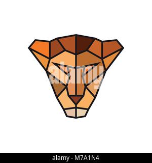 Kopf einer Löwin. Logo Template für Unternehmen. Abstrakte Kopf. Bunte polygonalen Stil. Vector Illustration. Stock Vektor