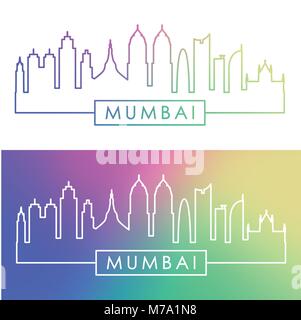 Mumbai Skyline. Bunte linearen Stil. Editierbare vektor Datei. Stock Vektor