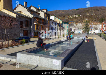 Alte Häuser, Kurort, Ax les Thermes, Ariège, Französischen Pyrenäen, Frankreich Stockfoto