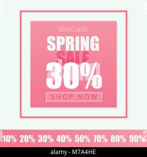 Frühling Verkauf banner Vorlage. Vector Illustration in rosa Farbe - Discount Card Stock Vektor