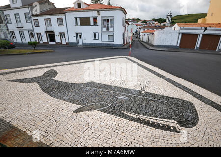 Calçada à portuguesa (steinboden) in Horta. Faial, Azoren, Portugal Stockfoto