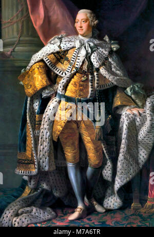 Georg III. (1738–1820). Porträt von König Georg III. In Krönungsroben, gemalt vom Atelier von Allan Ramsay Stockfoto