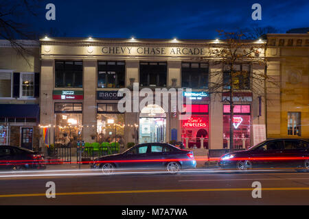 USA Washington DC Chevy Chase Arcade Nordwesten Washington Restaurants Shopping Stockfoto