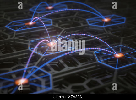 Abstrakte Struktur mit Dots und Leuchten, Abbildung. Stockfoto