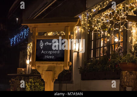 Des Astraleums akzeptiert Notic Restaurant Business Stockfoto