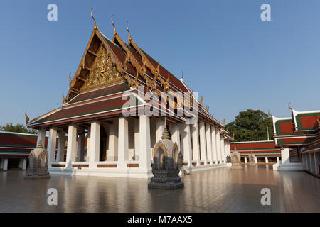 Ubosot Wat Sakret, Tempel Golden Mountain, Bezirk Pom Präp Sattru Phai, Bangkok, Thailand Stockfoto