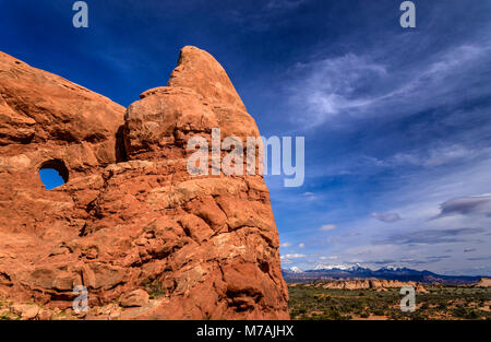 Die USA, Utah, Grand County, Moab, Arches National Park, den Abschnitt Windows, Turret Arch Stockfoto