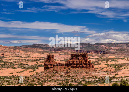 Die USA, Utah, Grand County, Moab, Arches National Park, Petrified Dunes, Blick von der La Sal Mountains Sicht Stockfoto